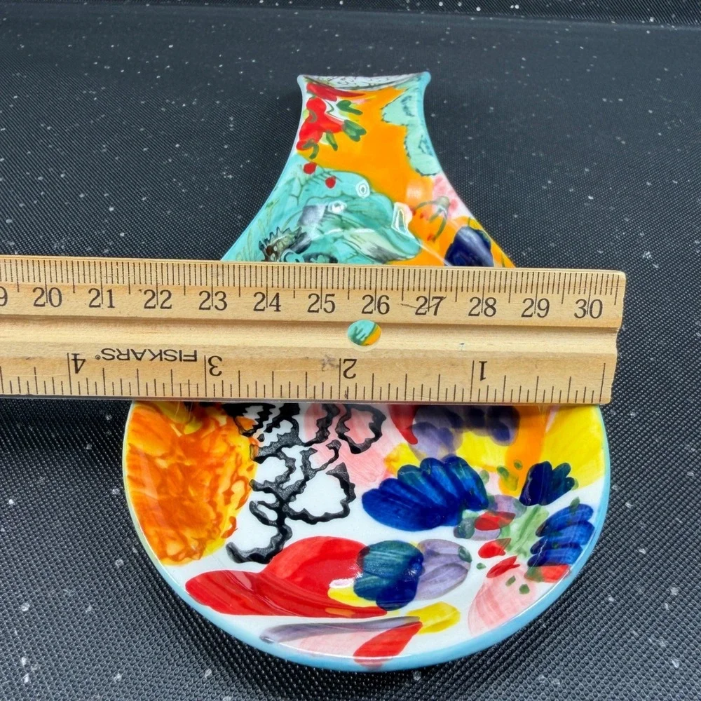 Anthropologie Abstract Floral Ceramic Spoon Rest Colorful Painterly Kitchen